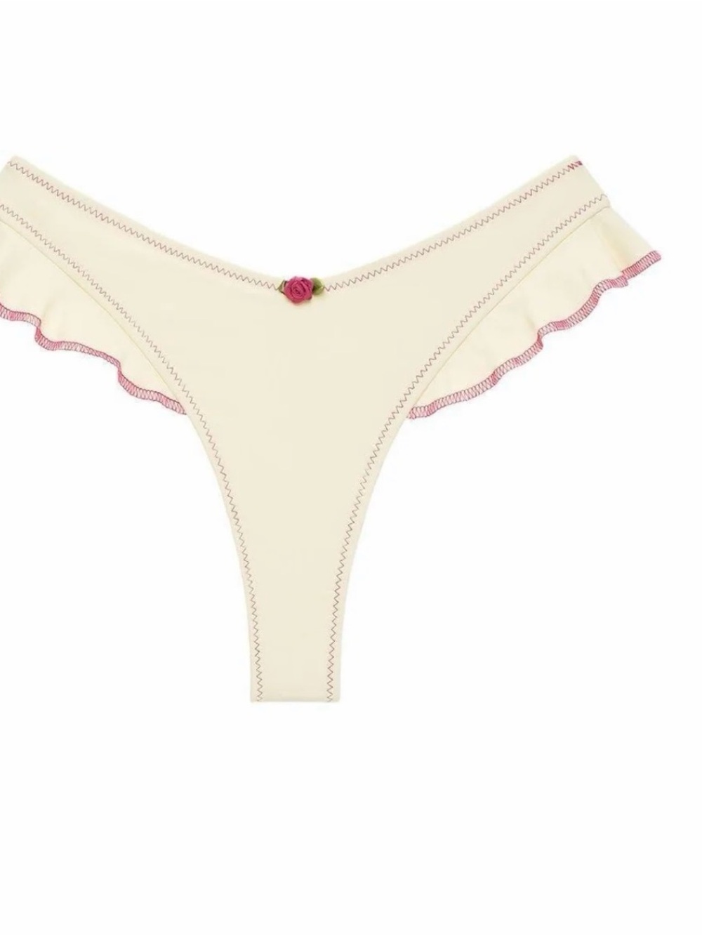 Montce - Cream Raspberry Binded Kelly Bikini Bottom